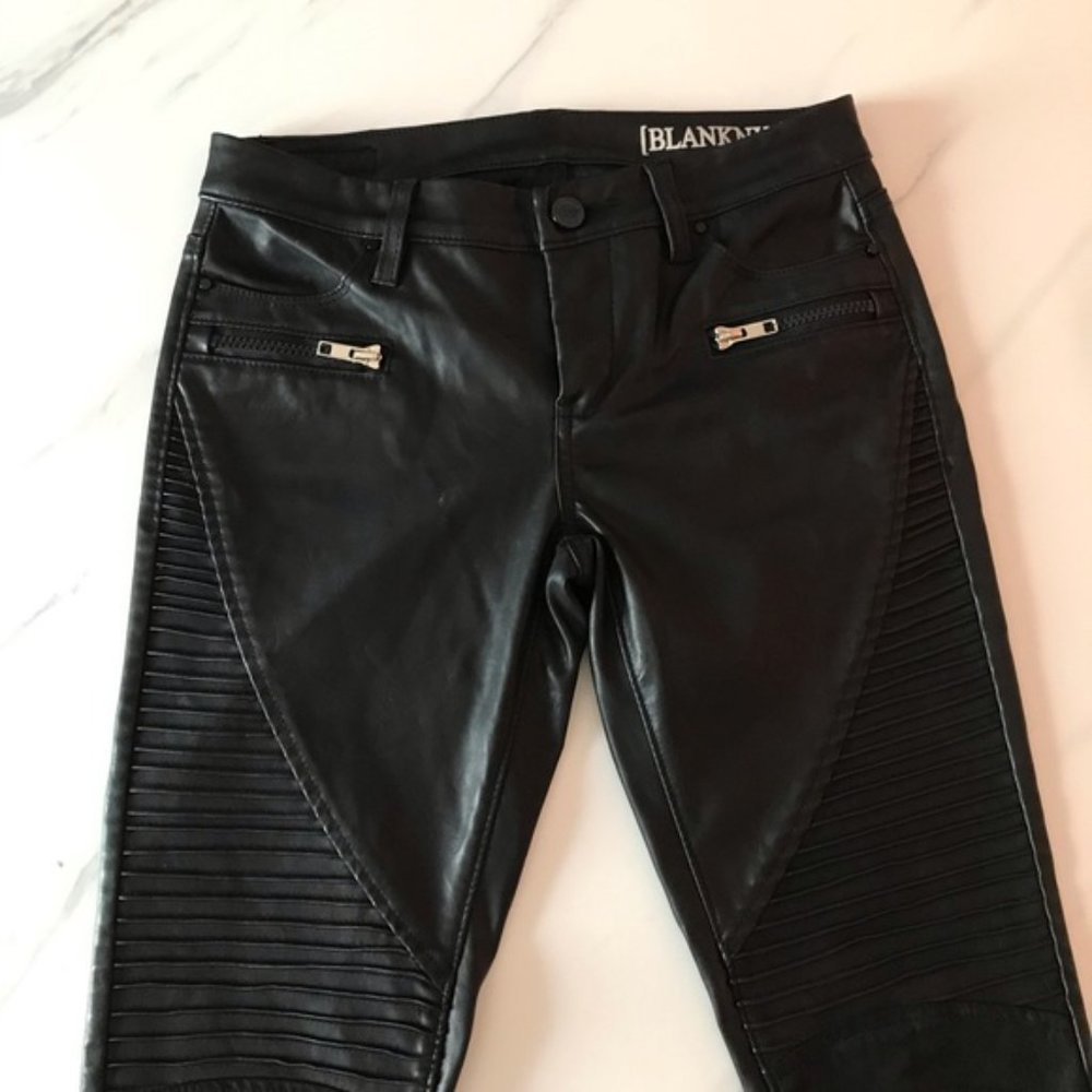 BLANK NYC Vegan Leather Moto Pants, Size 25